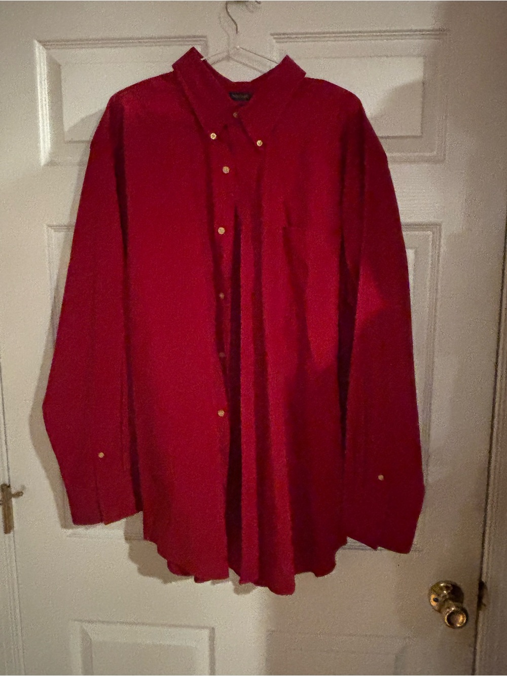 Men's CHAPS Easy Care Long Sleeve Button Down Shirt - XL - Red - 60% Cotton